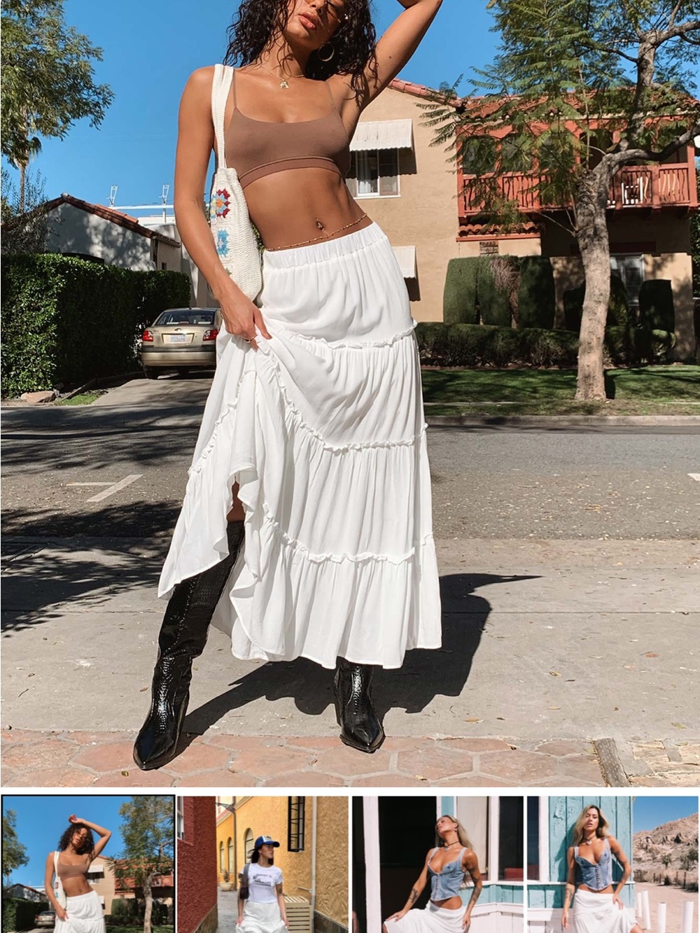 Princess Polly Maxi Skirt with Ruffle Tiers